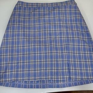 Hollister Blue and White Plaid A-Line Skirt